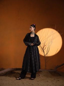 The Clothing Therapy - Black Inner with Pant, Jacket and Belt (Set of 3)