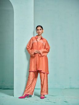 The Clothing Therapy - Orange Kurta with Pant (Set of 2)