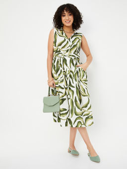 max - Women White Kalki Printed Midi Dress