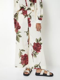 max - Women White Floral Print Pant