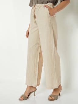 max - Women Cream Solid Loose Fit Pant