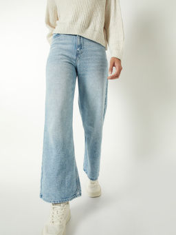max - Women Blue Washed Wide Leg Jeans