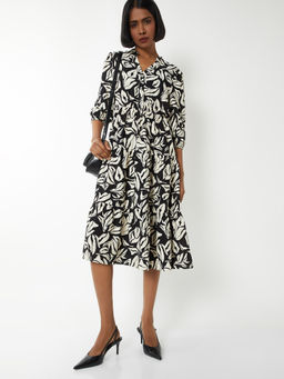 max - Women Black Printed Tiered Dress