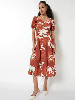 max - Women Red Printed Midi Dress