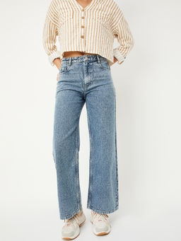max - Women Blue Washed Wide Leg Jeans