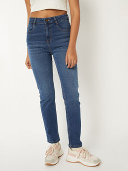 max - Women Blue Solid Mid Rise Jeans