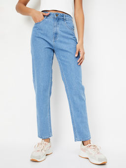 max - Women Blue Washed Mid Rise Mom Fit Jeans