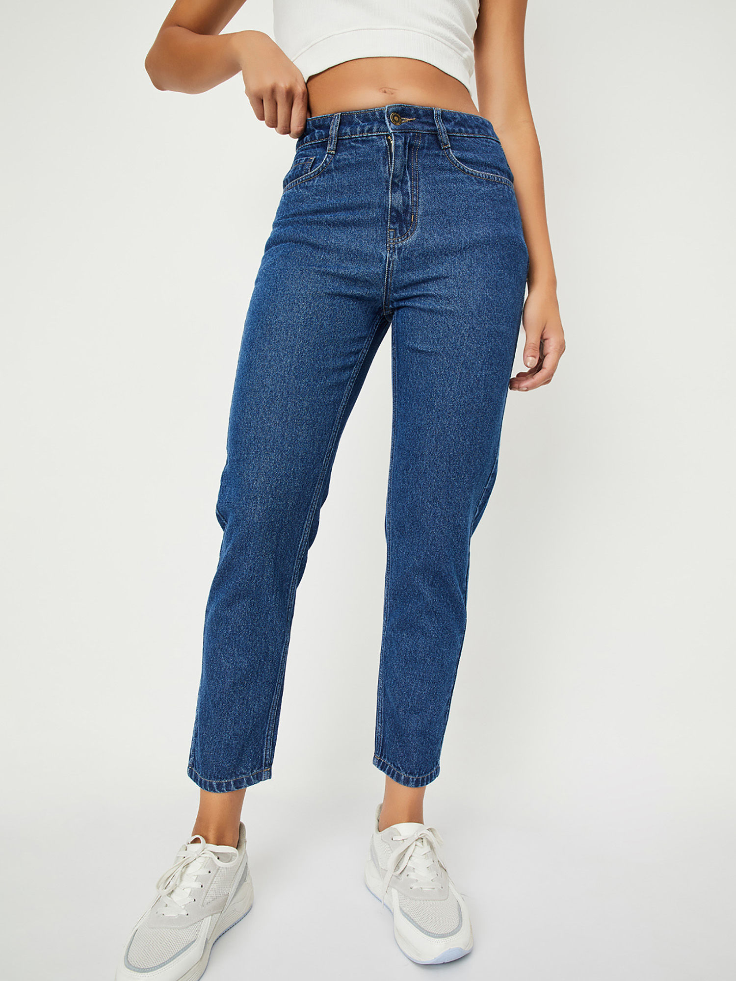 max Women Blue Washed Mid Rise Mom Fit Jeans-picture-43