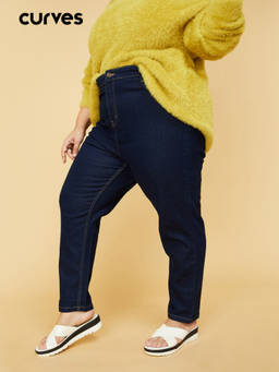 max - Women Navy Blue Solid Skinny Fit Jeans