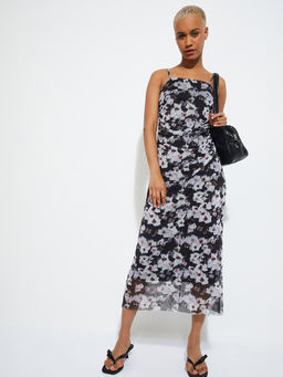 max - Women Black ALAYA Floral Print Bodycon Dress
