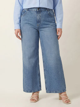 max - Women Blue Washed Wide Leg Jeans