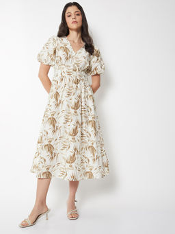 max - Women White Printed Fit and Flare Dress