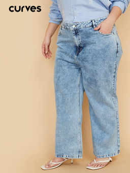 max - Women Blue Washed Wide Leg Jeans