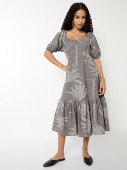 max - Women Grey Printed A-Line Dress