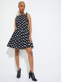 max - Women Black ALAYA Polka Dot A-line Dress
