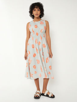 max - Women Blue Printed A-Line Dress