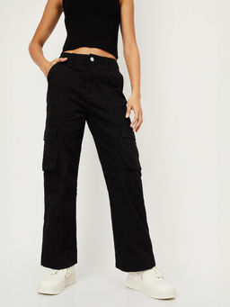 max - Women Black Solid Cargo Jeans