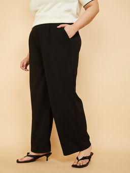 max - Women Black Solid Formal Trouser