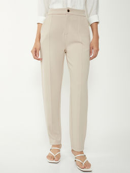 max - Women Beige Pintuck Formal Trouser