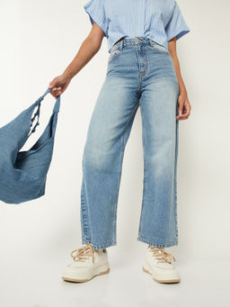 max - Women Blue Washed Wide Leg Jeans