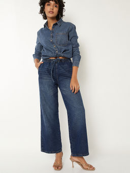 max - Women Blue Light Wash Full Length Jeans