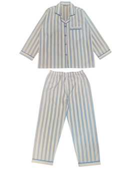 Shopbloom - Kids Blue & White Stripes Print Long Sleeve Shirt with Pyjama (Set of 2)