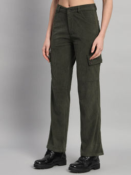 BROOWL - Women's Green Cargo Jeans
