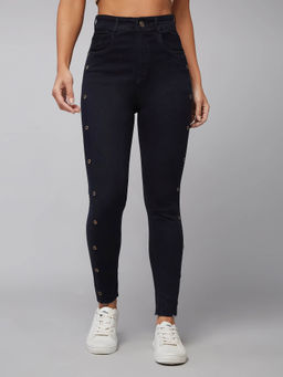 DOLCE CRUDO - Women Black Slim Fit Cropped Denim Jeans