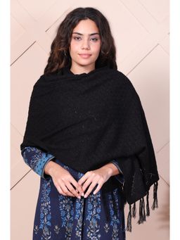 Aurelia - Womens Black Textured Acrylic Shawl