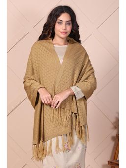 Aurelia - Womens Beige Textured Acrylic Shawl