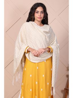 Aurelia - Womens Off-White Textured Acrylic Shawl