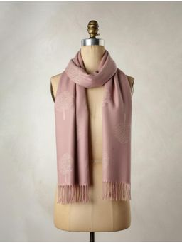 trueBrowns - Pink Woollen Weave Floral Stole