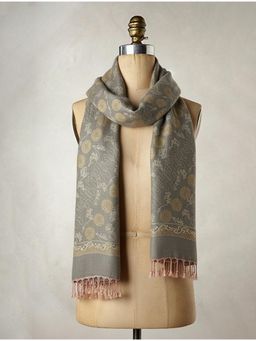 trueBrowns - Sage Flora Woollen Stole