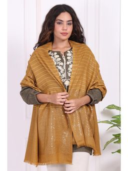 W - For Womens Yellow Stripes Yarn Dyed Acrylic Shawl