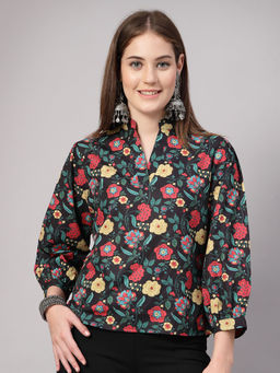 Style Quotient - Women Black Floral Top
