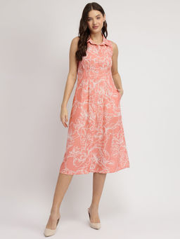 FableStreet - Women Pink Floral Midi Length Dress