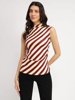 FableStreet - Women Red Stripes Top