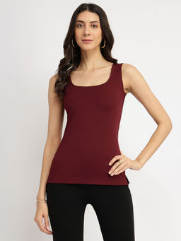 FableStreet - Women Maroon Solid Top