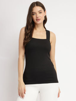 FableStreet - Women Black Solid Top