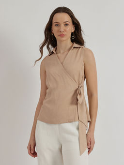 FableStreet - Women Beige Solid Top