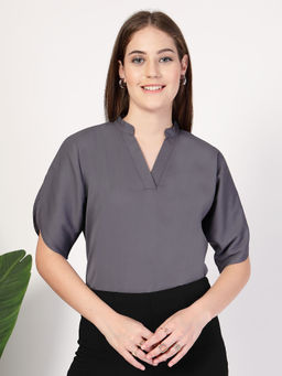 Style Quotient - Women Grey Solid Top