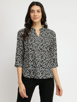 FableStreet - Women Black Floral Top