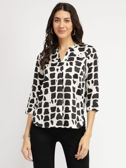FableStreet - Women White Abstract Top