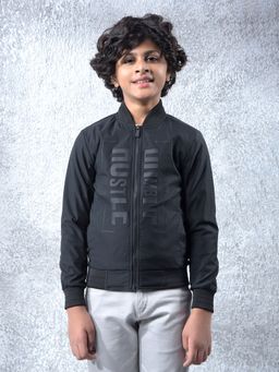 CRIMSOUNE CLUB - Boys Black Typographic Print Bomber Jacket