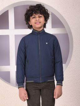 CRIMSOUNE CLUB - Boys Navy Blue High Neck Reversible Jacket