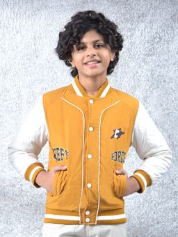 CRIMSOUNE CLUB - Boys Mustard Colorblock Varsity Jacket