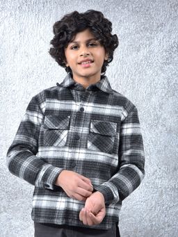 CRIMSOUNE CLUB - Boys Black Checked Shacket