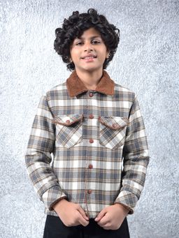 CRIMSOUNE CLUB - Boys Brown Checked Shacket