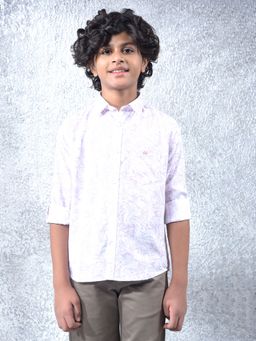 CRIMSOUNE CLUB - Boys Purple Floral Print Linen Shirt
