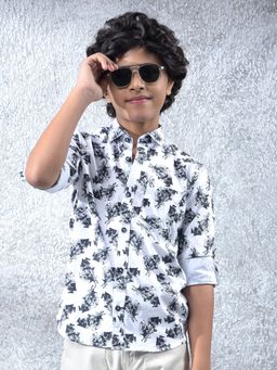 CRIMSOUNE CLUB - Boys White Floral Print Shirt